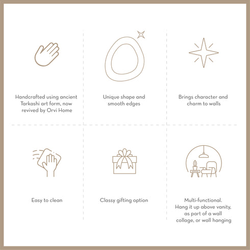 Wooden Wall Mirror with Brass Inlay